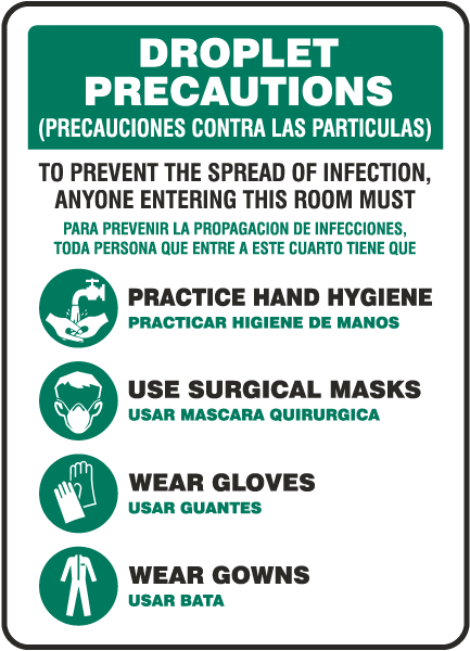 Bilingual Droplet Precautions Sign D6101,by SafetySign.com