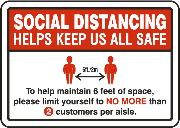 Social Distancing Store Aisle Sign