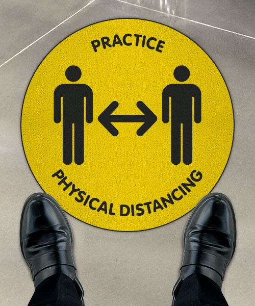 Practice Physical Distancing Floor Sign