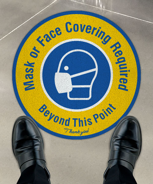 Mask or Face Covering Required Floor Sign