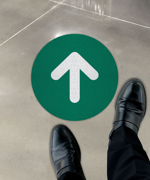 Green Directional Arrow Floor Sign