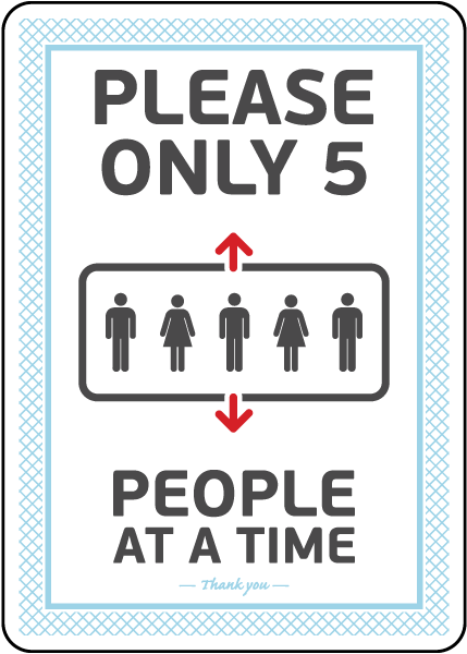 Elevator 5 People At a Time Sign