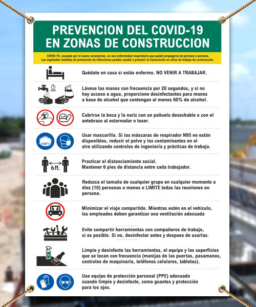 Spanish Job Site COVID-19 Prevention Measures Banner