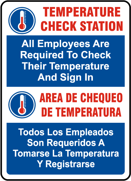 Bilingual Temperature Check Station Sign