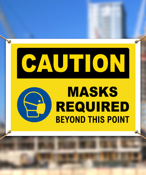 Caution Masks Required Beyond This Point Banner