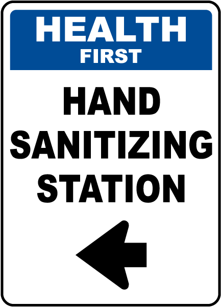 Health First Hand Sanitizing Station Left Arrow Sign