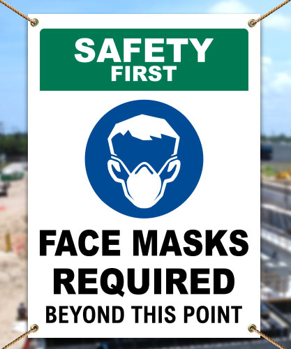 Safety First Face Masks Required Beyond This Point Banner
