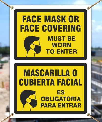 Bilingual Face Mask Covering Banner