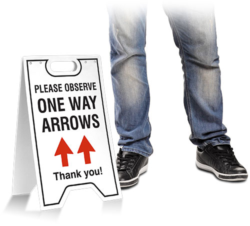 Please Observe One Way Arrows Floor Stand