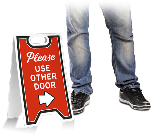 Please Use Other Door Right Arrow Floor Stand