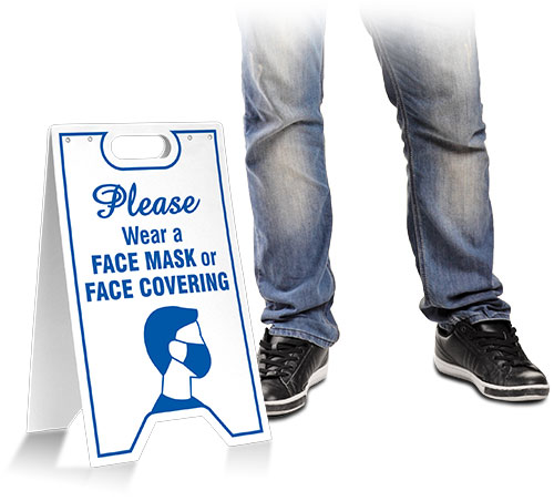 Please Wear Face Mask Or Face Covering Floor Stand