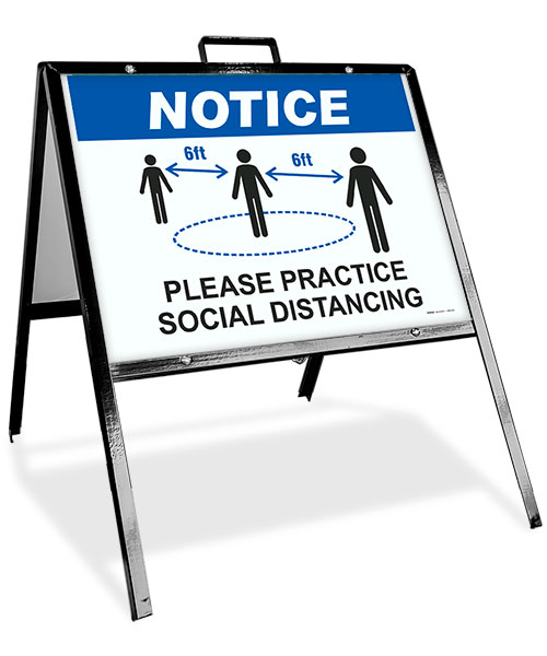 Notice Please Practice Social Distance Sidewalk Sign