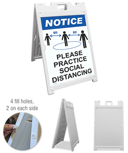 Notice Please Practice Social Distance Sidewalk Sign