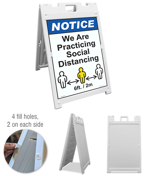 Notice We Are Practicing Social Distance Sandwich Board Sign