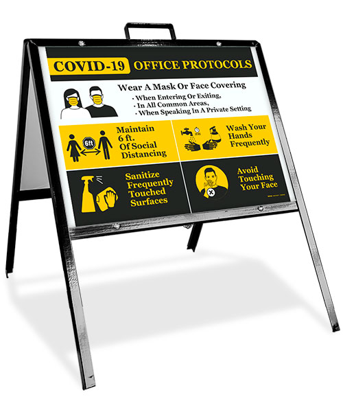 COVID-19 Office Protocols Sandwich Board Sign