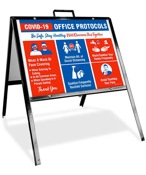 COVID-19 Office Protocols Sidewalk Sign