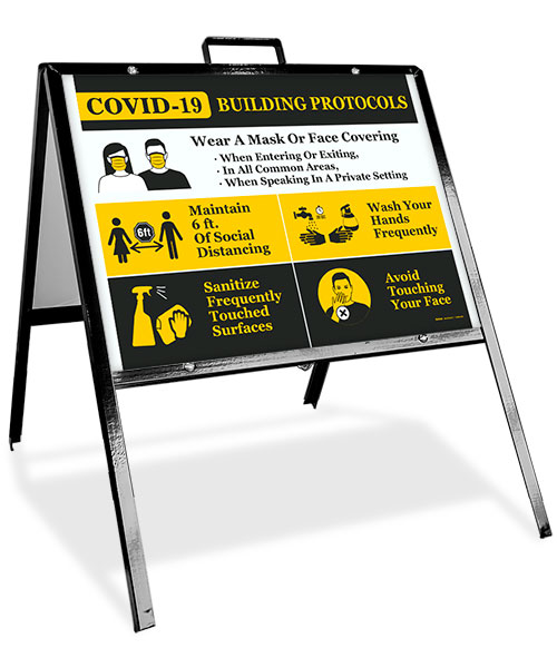 COVID-19 Building Protocols Sidewalk Sign