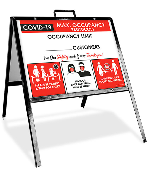 COVID-19 Max. Occupancy Protocols A-Frame Sign