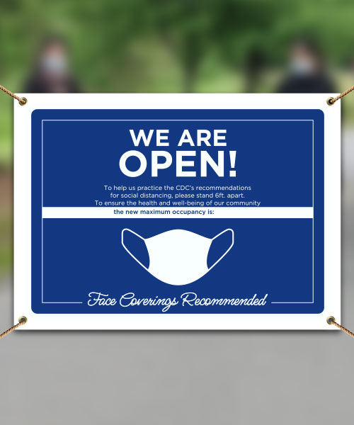 We are Open! Face Covering Recommended Banner