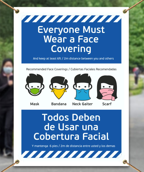 Bilingual Everyone Must Wear a Face Covering Banner