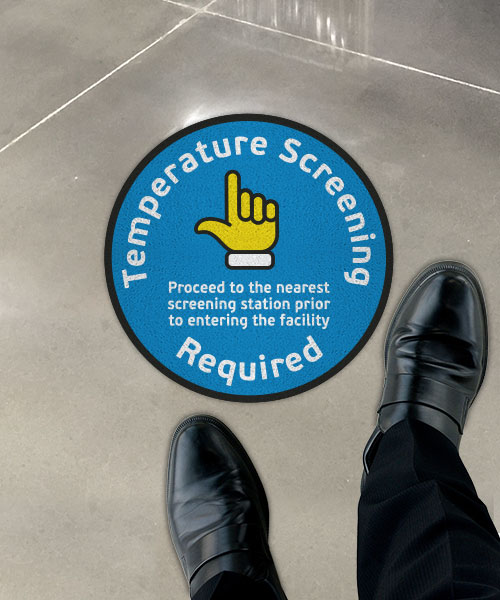 Temperature Screening Required Proceed To Station Floor Sign