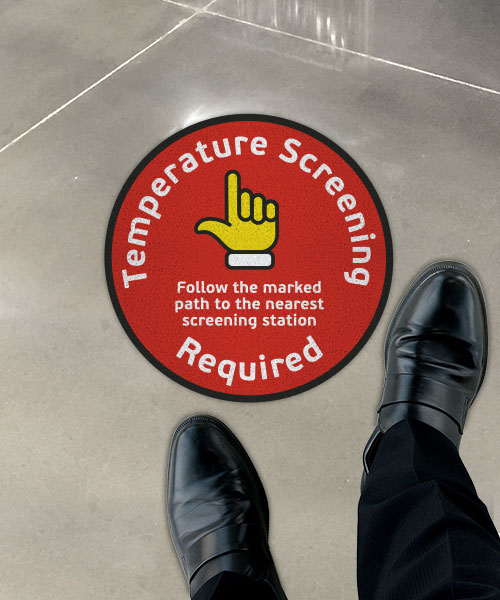Temperature Screening Required Follow Path To Station Floor Sign