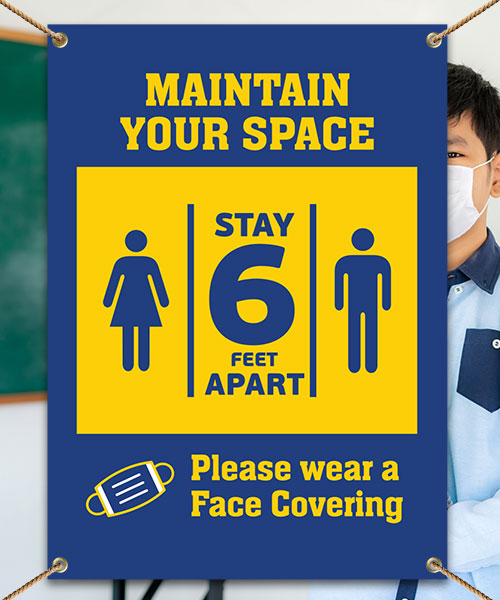 Maintain Your Space Wear Face Covering Banner