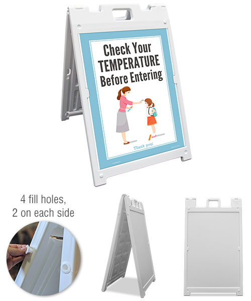 Check Your Temperature Before Entering Sandwich Board Sign