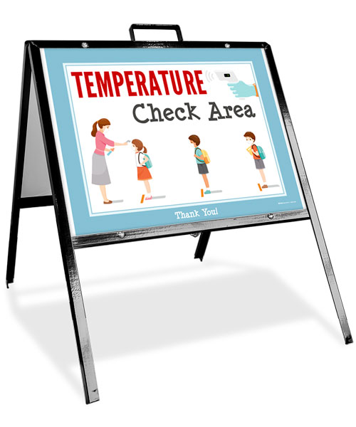 Temperature Check Area Sandwich Board Sign
