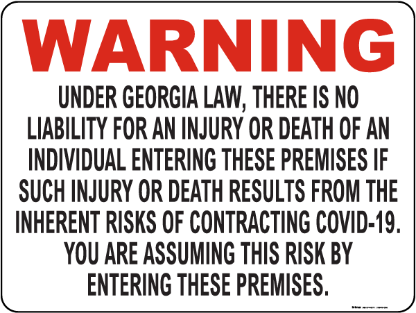Warning Georgia Covid-19 Law