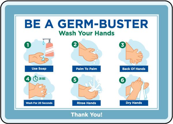 Be A Germ-Buster & Wash Your Hands Sign