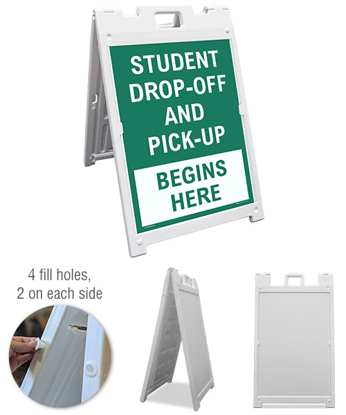 Student Drop-Off or Pick Up Begins Here Sandwich Board Sign
