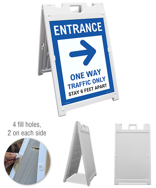 Entrance One Way Traffic Only Right Arrow Sandwich Board Sign