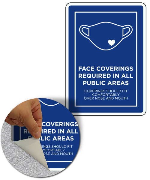 Face Coverings Required In All Public Areas Sign D6518, by SafetySign.com