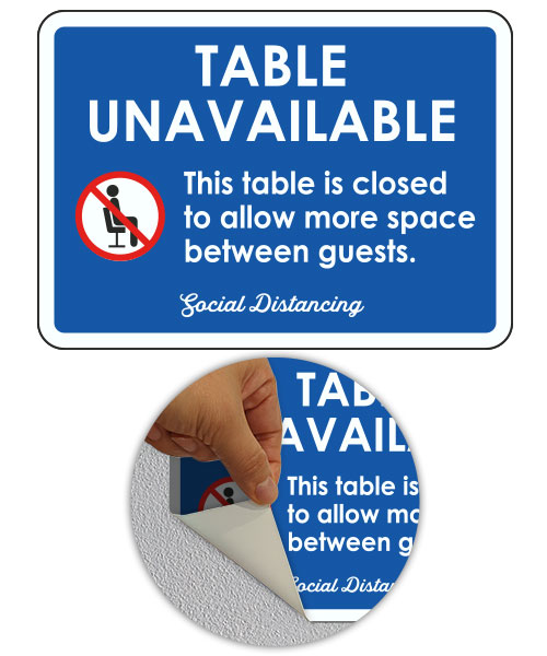 Social Distancing Table Unavailable Sign