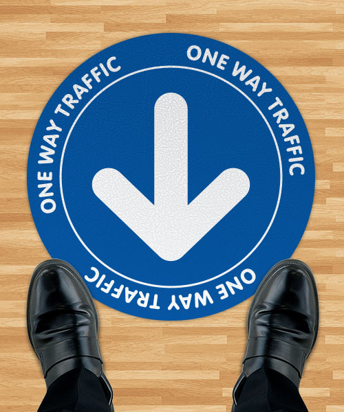 One Way Traffic Blue Floor Sign 