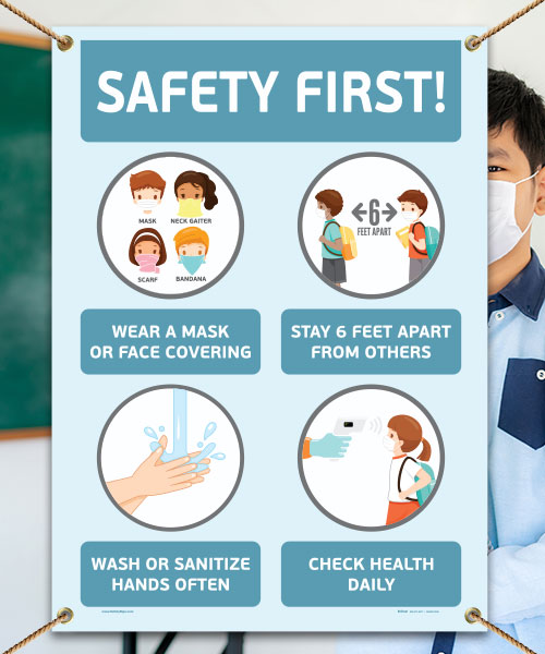 Safety First! Wear a Mask Children's Banner