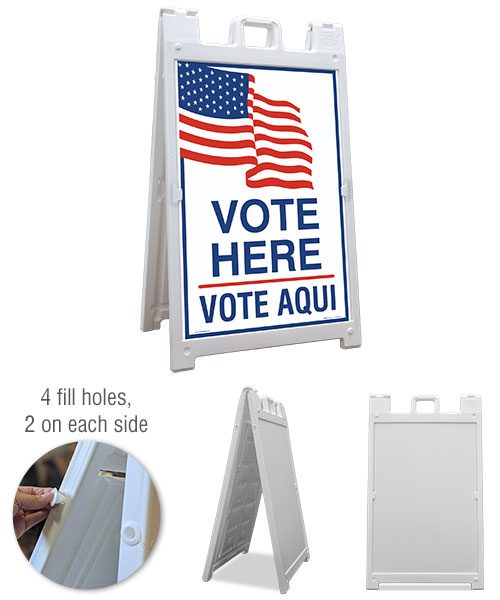 Vote Here Bilingual Sandwich Board Sign