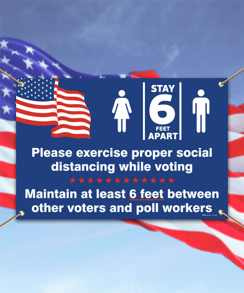 Social Distancing While Voting Banner