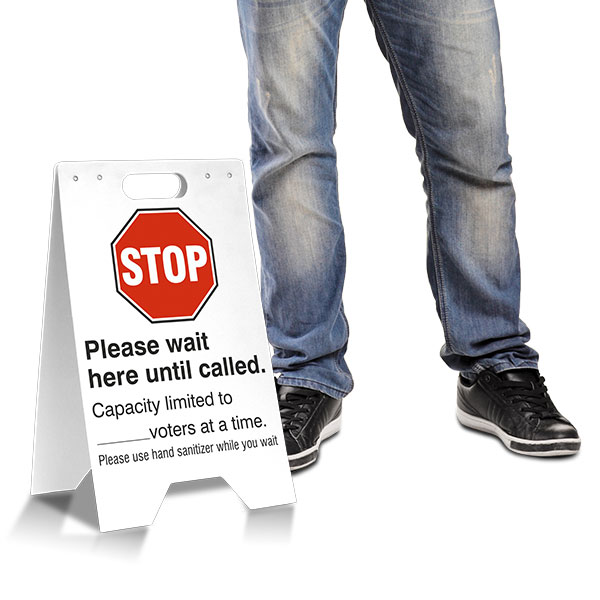 Stop Please Wait A-Frame Sign