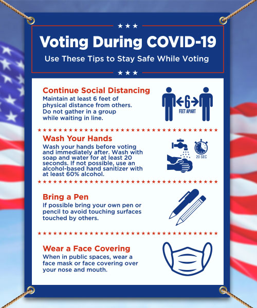 Covid-19 Voting Safety Tips Banner