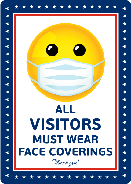 All Visitors Must Wear Face Coverings Sign