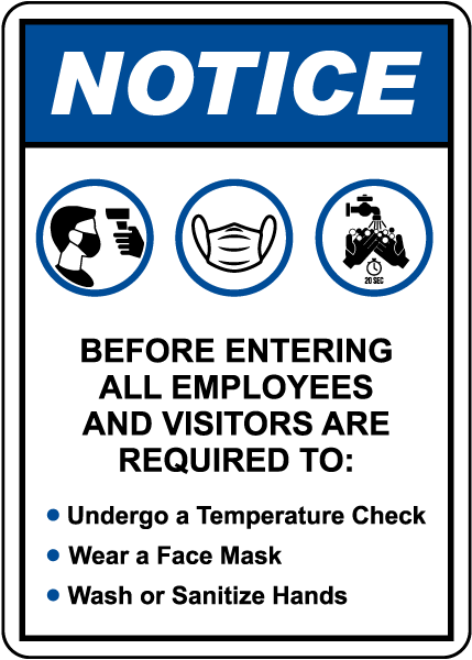 Notice Employee And Visitors Protocols Sign