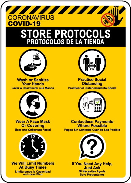 Bilingual COVID-19 Store Protocols Sign