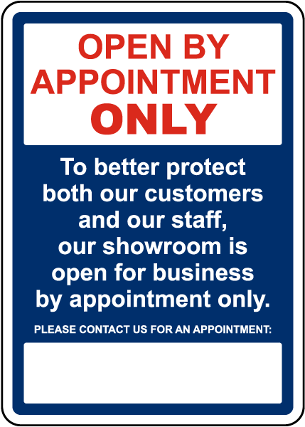 Open By Appointment Only Sign