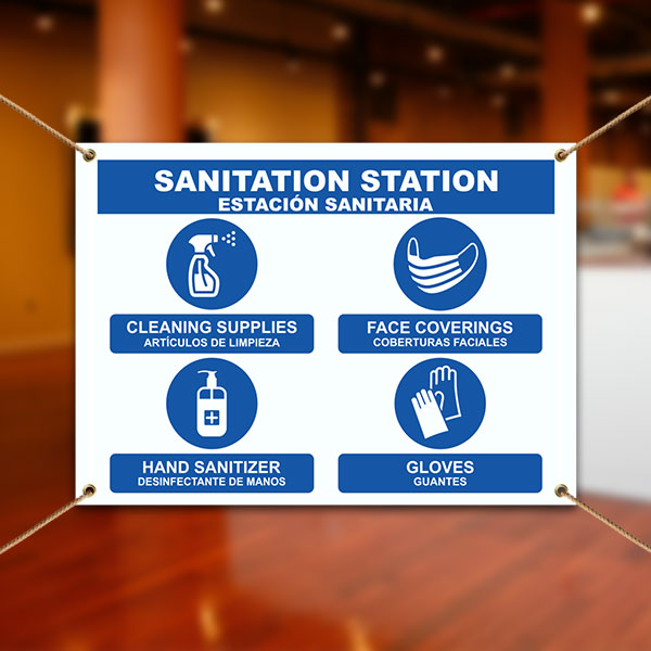 Bilingual Sanitation Station Banner