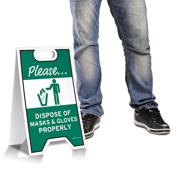 Please Dispose of Masks & Gloves Properly Floor Stand