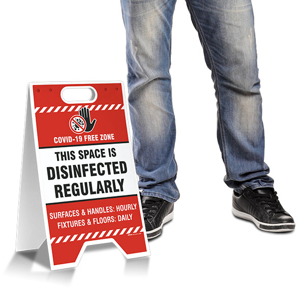 This Space is Disinfected Regularly Floor Stand