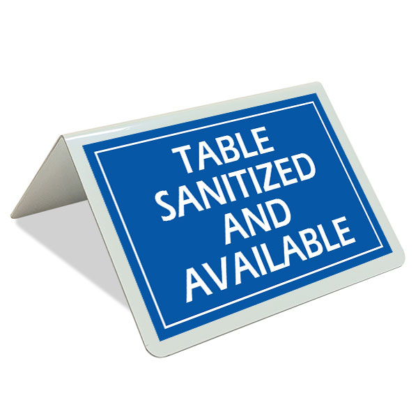 Table Sanitized and Available Tent Sign