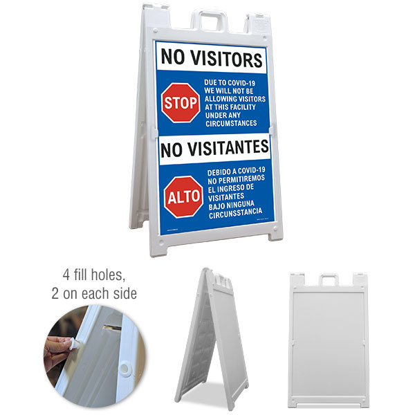 Bilingual No Visitors Due to COVID-19 Sandwich Board Sign